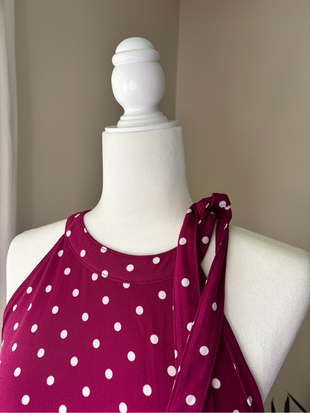 Banana Republic Magenta Polka Dot Halter Dress